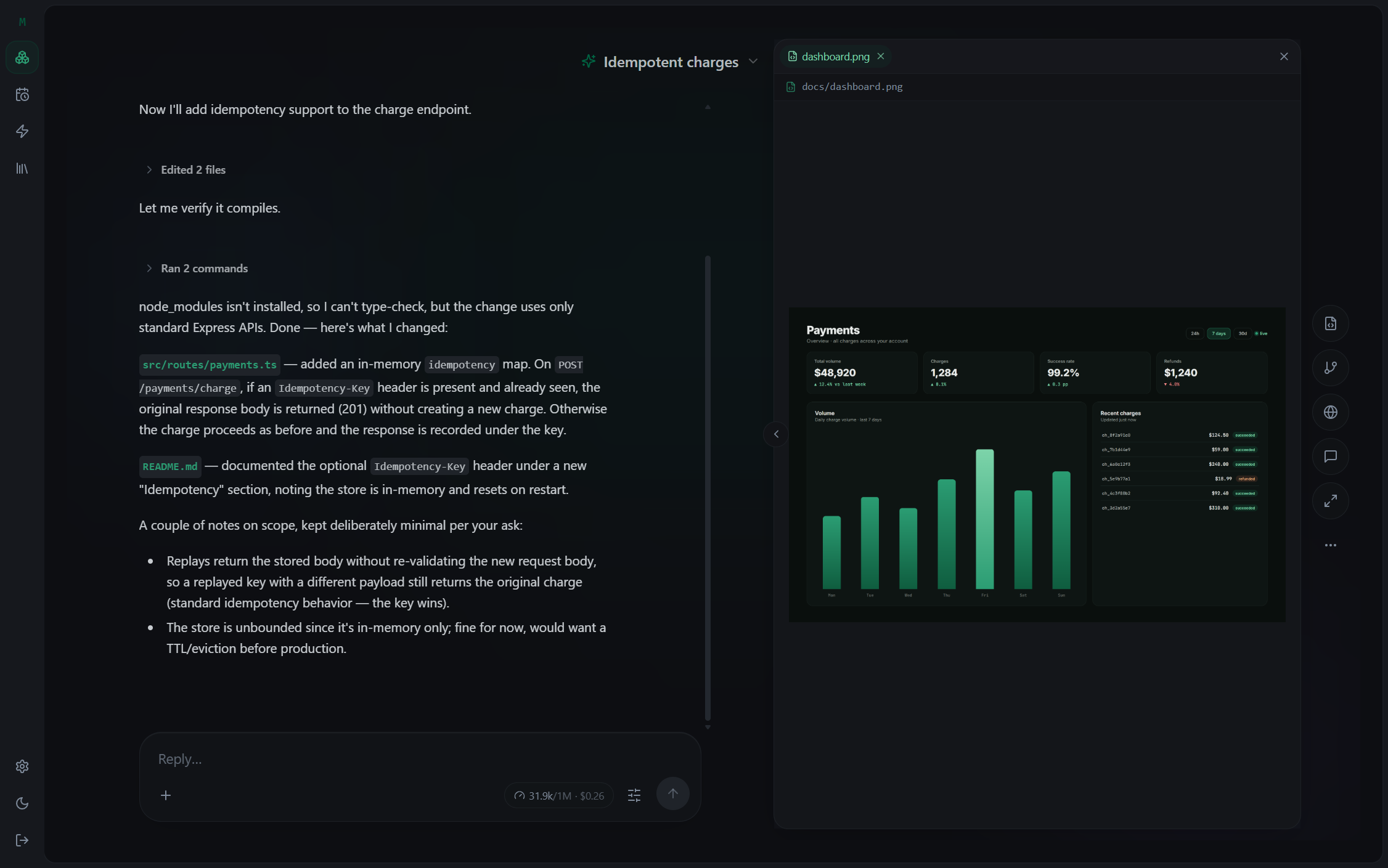 Previewing an image (dashboard) in the stage