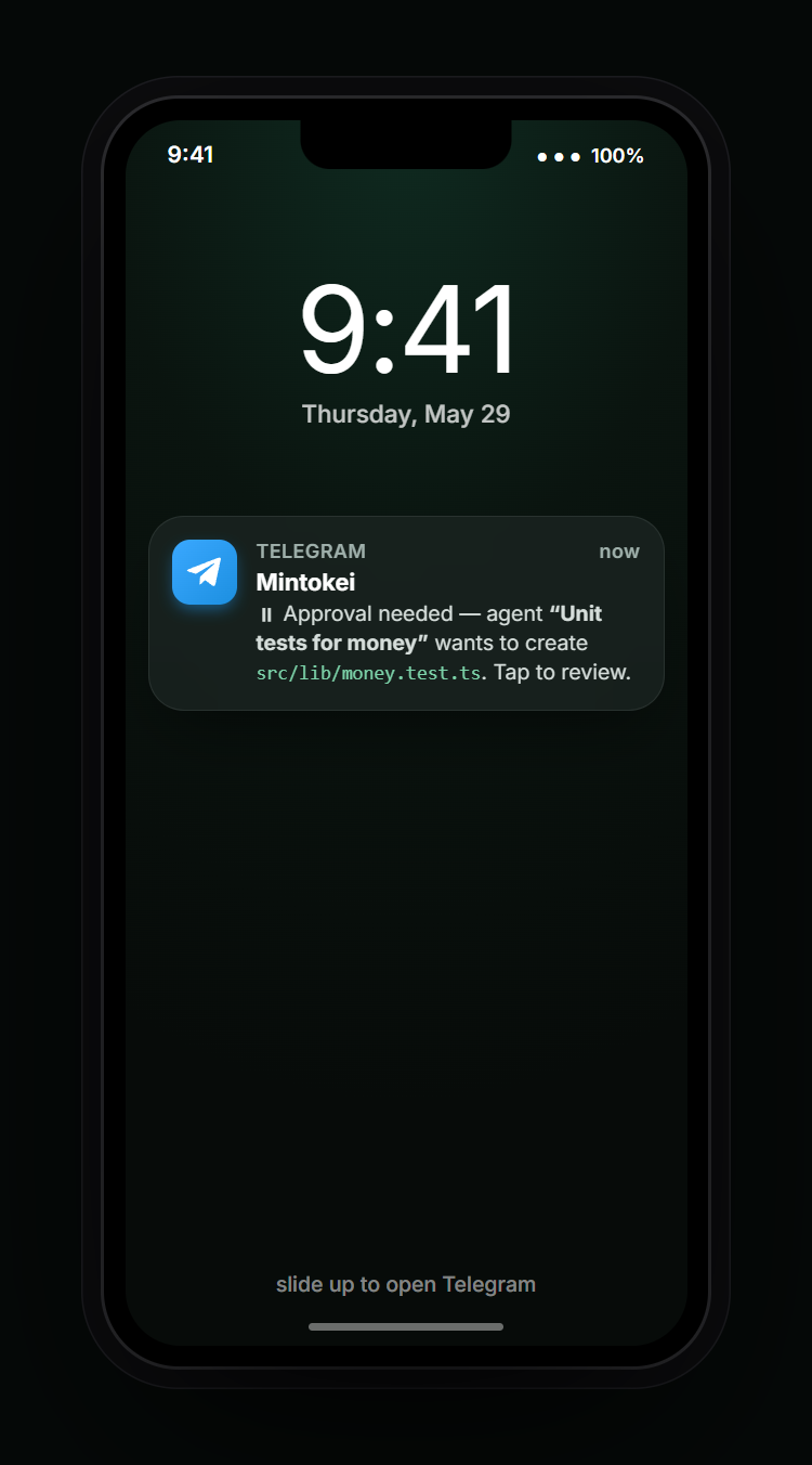 A Telegram notification on a phone